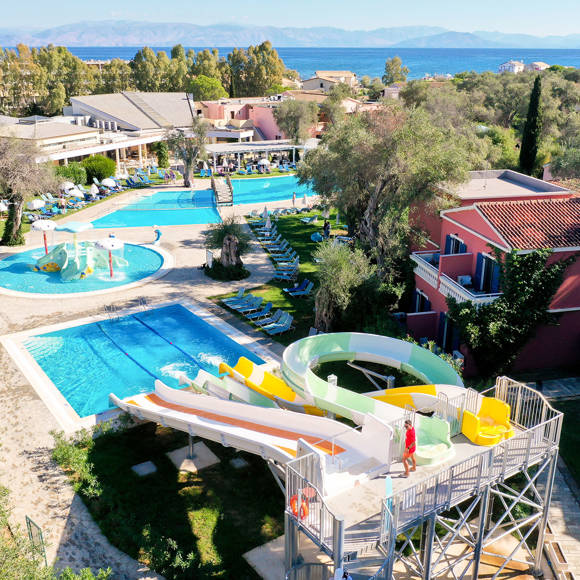 Apollo Palace Resort Corfu Waterslides Waterpark Drone 1