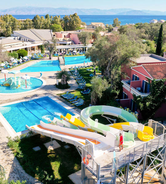 Apollo Palace Resort Corfu Waterslides Waterpark Drone 1